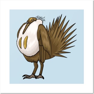 Great sage grouse bird cartoon illustration. Posters and Art